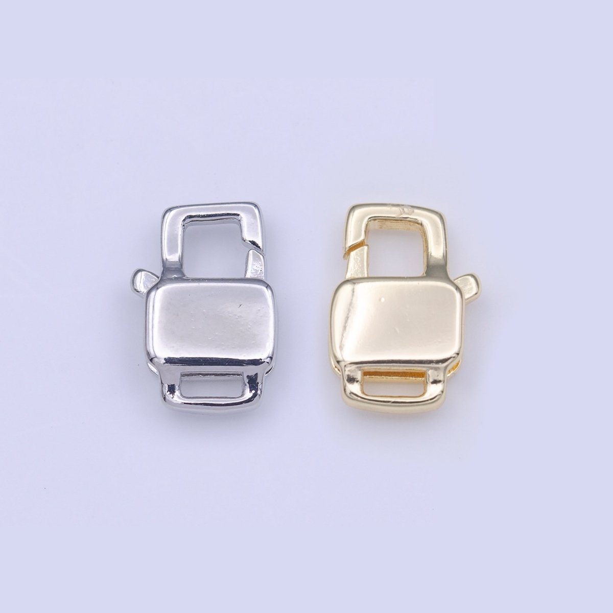 12mm Double Sided Boxy Rectangular Lobster Clasps Jewelry Closure in Gold &amp; Silver | K-261 K-267