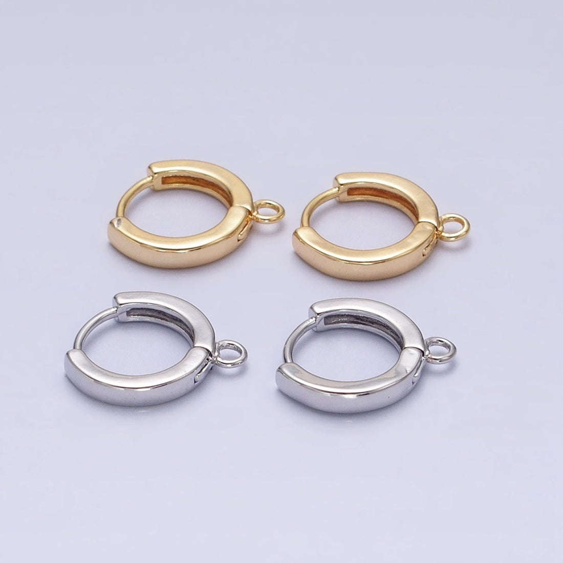 12mm Round Huggie Open Loop Earrings Supply in Gold &amp; Silver | Z-288 Z-289