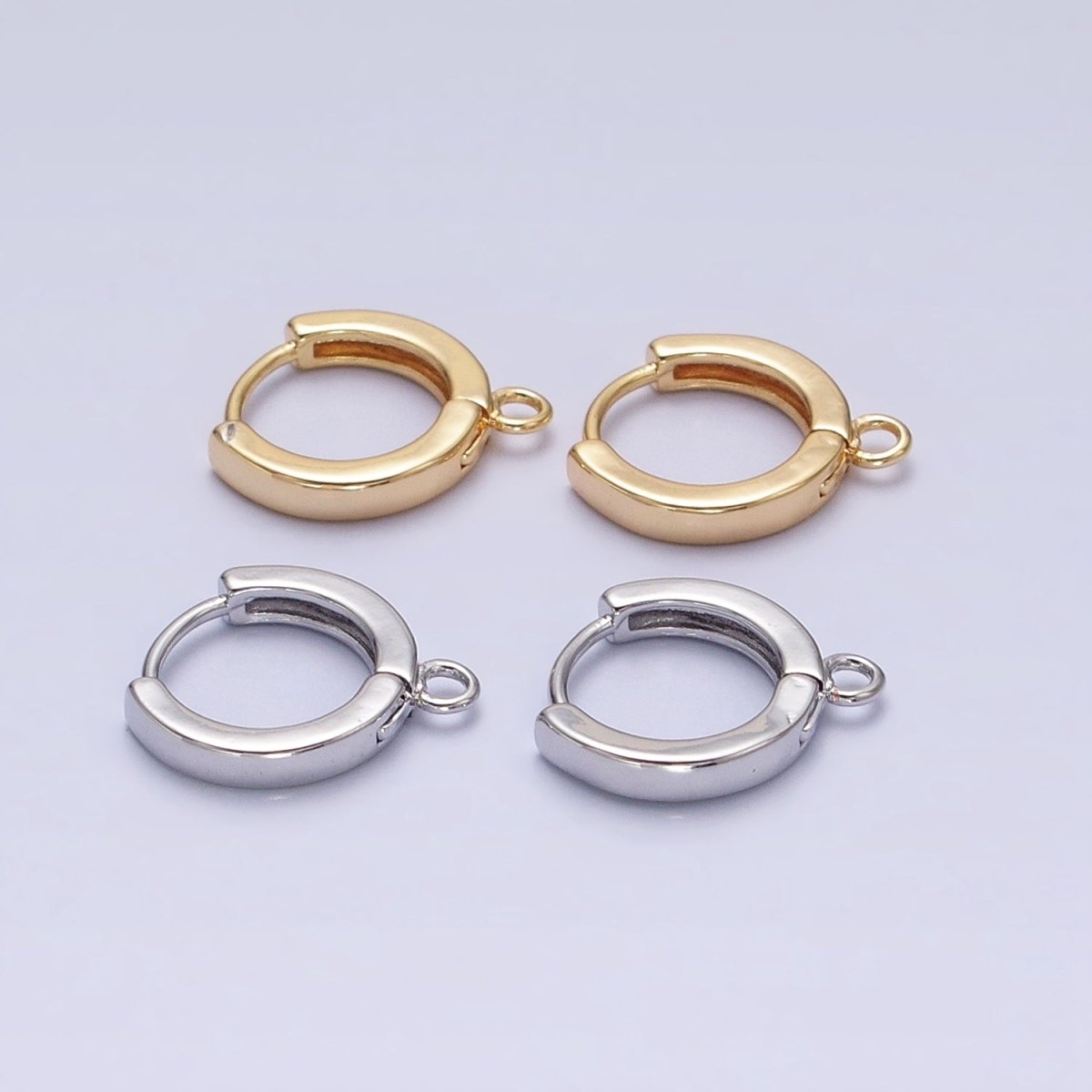 12mm Round Huggie Open Loop Earrings Supply in Gold &amp; Silver | Z-288 Z-289