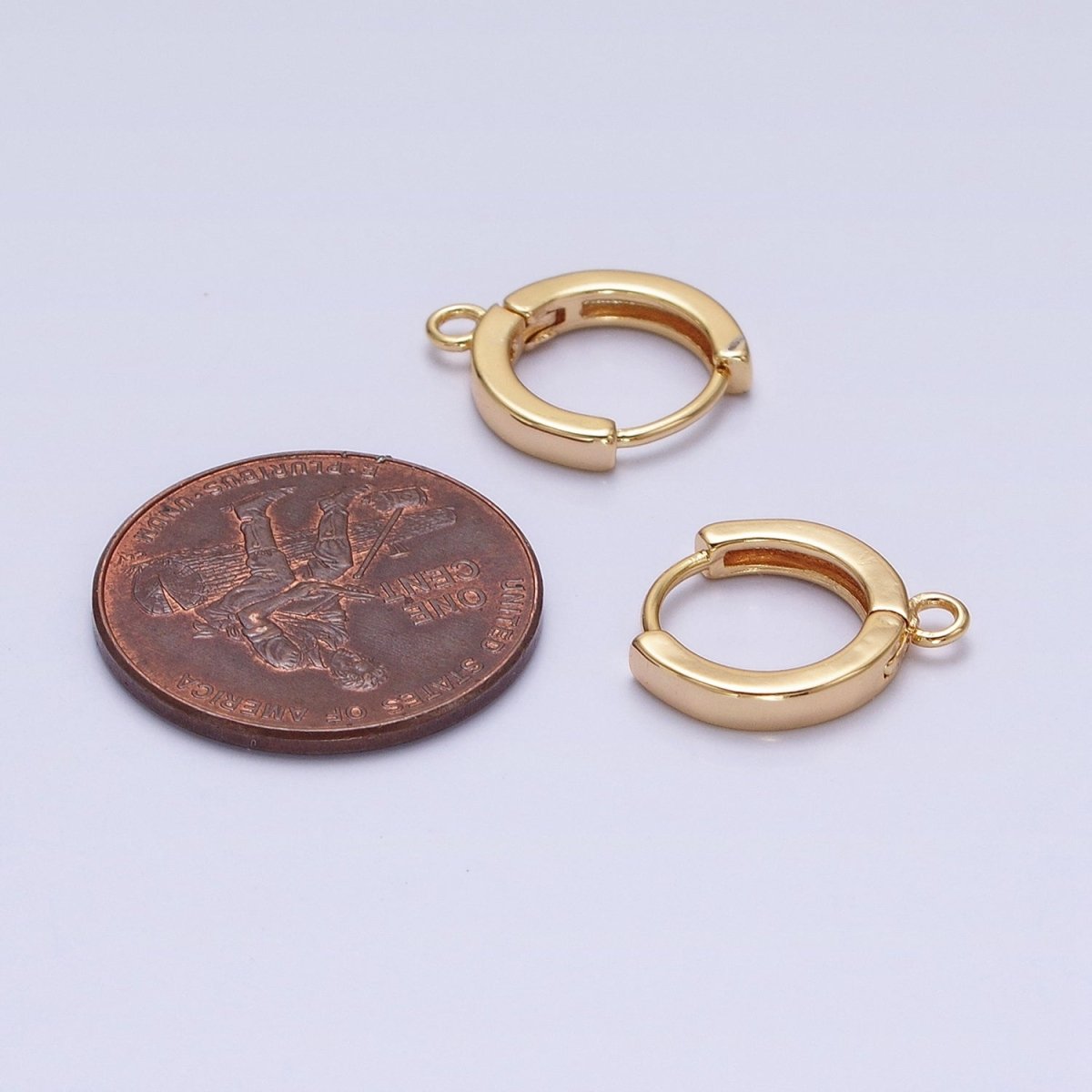 12mm Round Huggie Open Loop Earrings Supply in Gold &amp; Silver | Z-288 Z-289