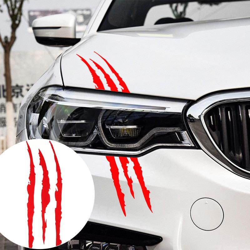 1/2PCS Auto Car Stickers Reflective Monster Claw Marks Scratch Stripe Marks Auto Headlight Decal Dinosaur Raptor Scratches Decor Claw Marks Decal Reflective Sticker Monster Claw Marks Headlight Car Sticker Stripes Scratch Decal Vinyl Sticker