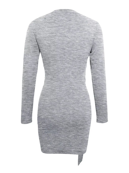 Round Neck Long Sleeve Bodycon Dress