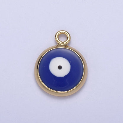 13.2x10mm Gold Enamel Evil Eyes Charm, Mini Round Evil Eye Charm, Pendants for Necklace, Bracelet Earring Anklet Component N-930 - N-935