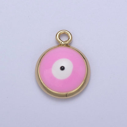 13.2x10mm Gold Enamel Evil Eyes Charm, Mini Round Evil Eye Charm, Pendants for Necklace, Bracelet Earring Anklet Component N-930 - N-935