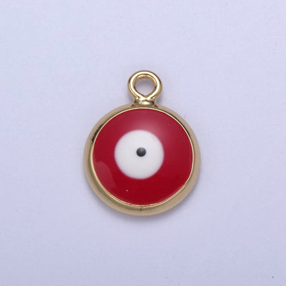 13.2x10mm Gold Enamel Evil Eyes Charm, Mini Round Evil Eye Charm, Pendants for Necklace, Bracelet Earring Anklet Component N-930 - N-935