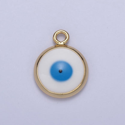 13.2x10mm Gold Enamel Evil Eyes Charm, Mini Round Evil Eye Charm, Pendants for Necklace, Bracelet Earring Anklet Component N-930 - N-935