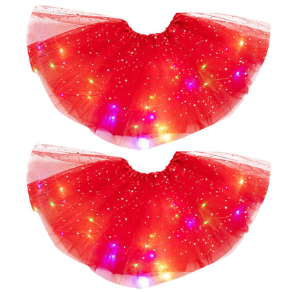 Magical &amp; Luminous  LED Princess Halloween Tutu Skirt Sequins Shiny Skirt