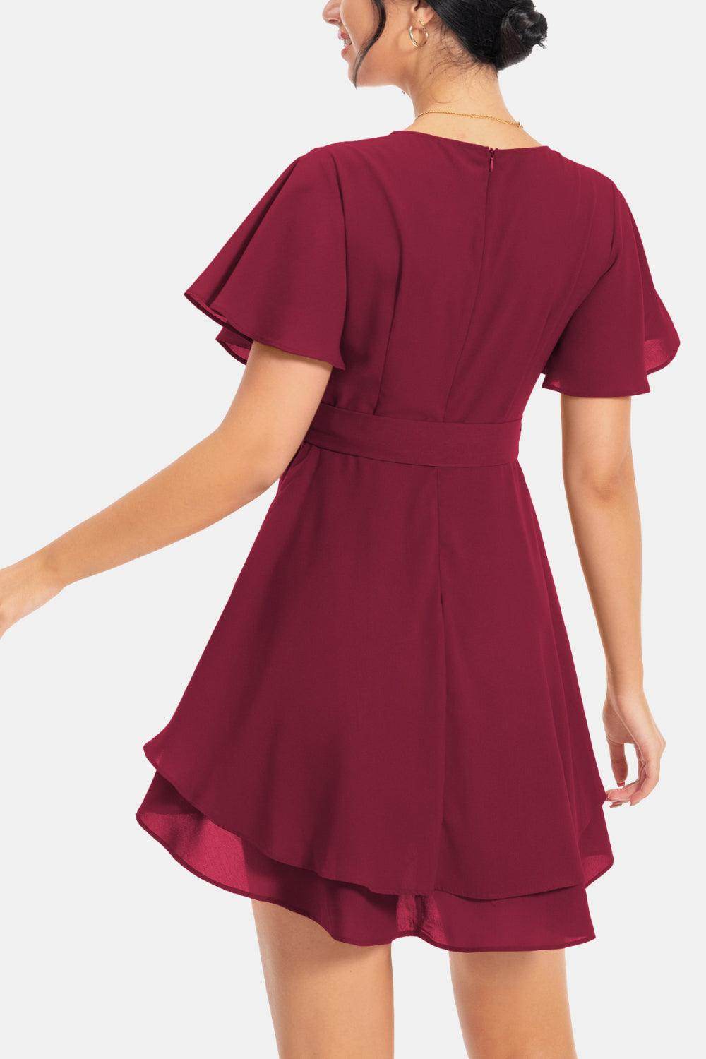 Surplice Neck Flutter Sleeve Dress for Chic Summer Style