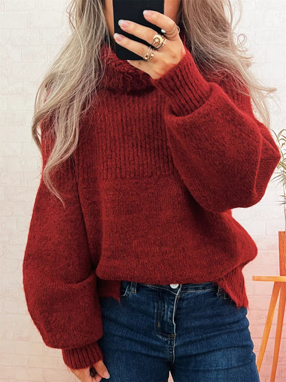 Ribbed Turtleneck Long Sleeve Sweater