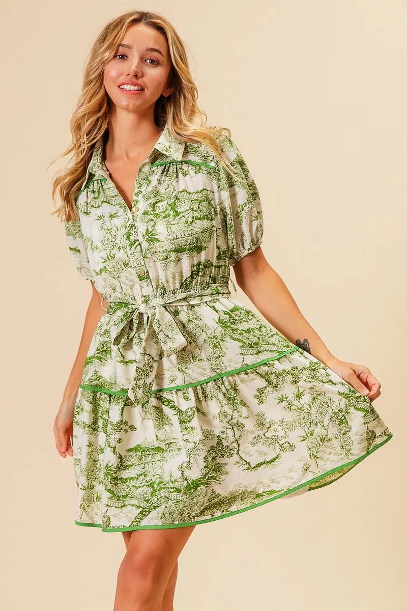 BiBi Woven Printed Tiered Dress
