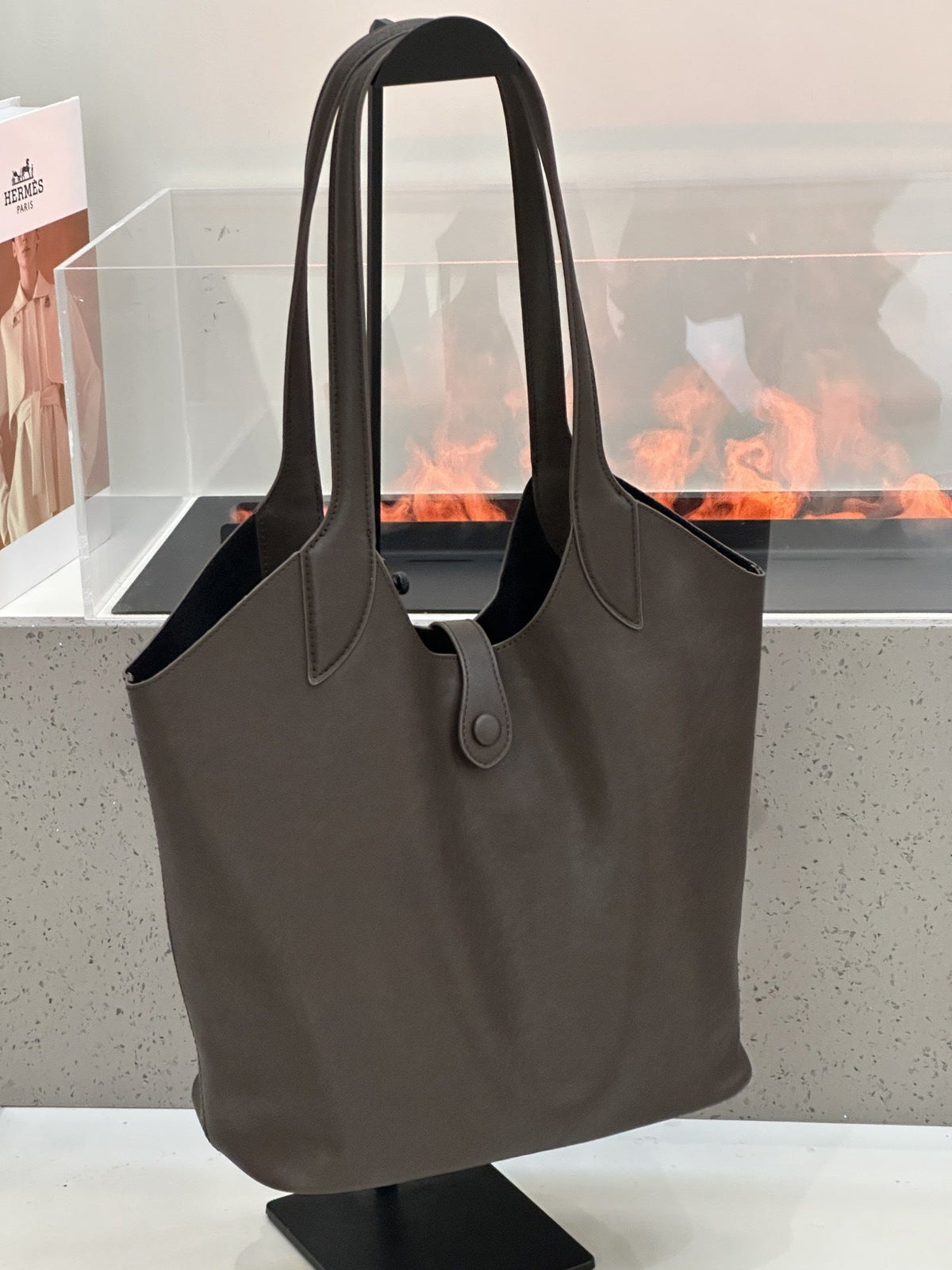 Minimalist High-end Style Basket Bag, New Autumn And Winter Genuine Leather Women&