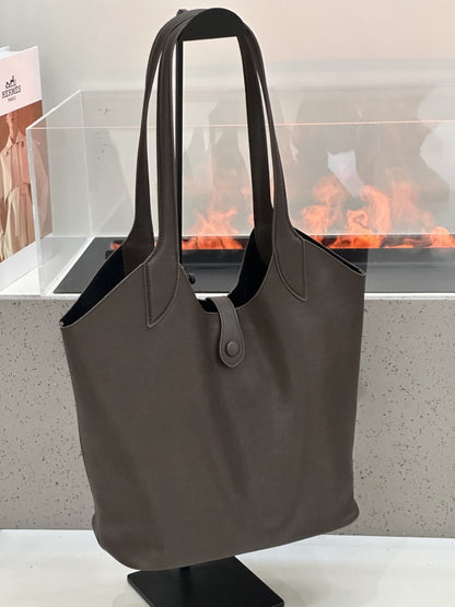 Minimalist High-end Style Basket Bag, New Autumn And Winter Genuine Leather Women&