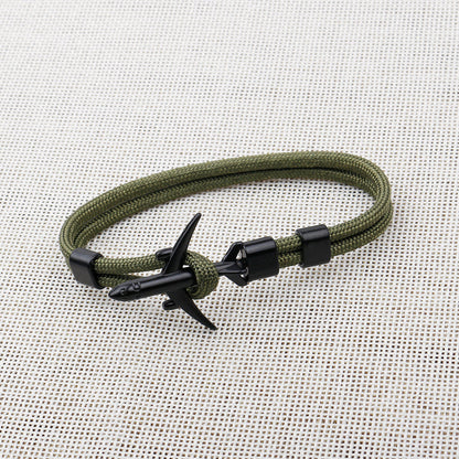 Modern Fashion Airplane Anchor Bracelets Men Charm Rope Chain Paracord Bracelet Women Male Air Force Style Wrap Metal Sport Hook Gift