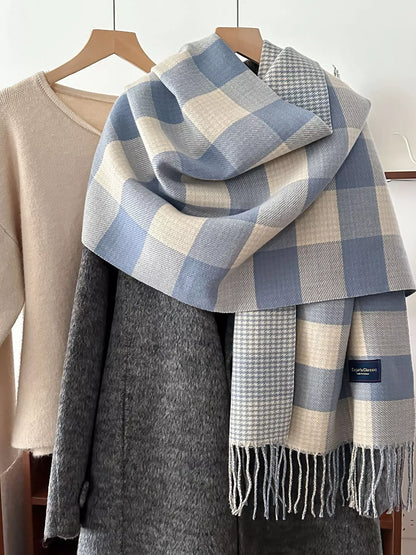 Plaid Tassel Winter Scarf