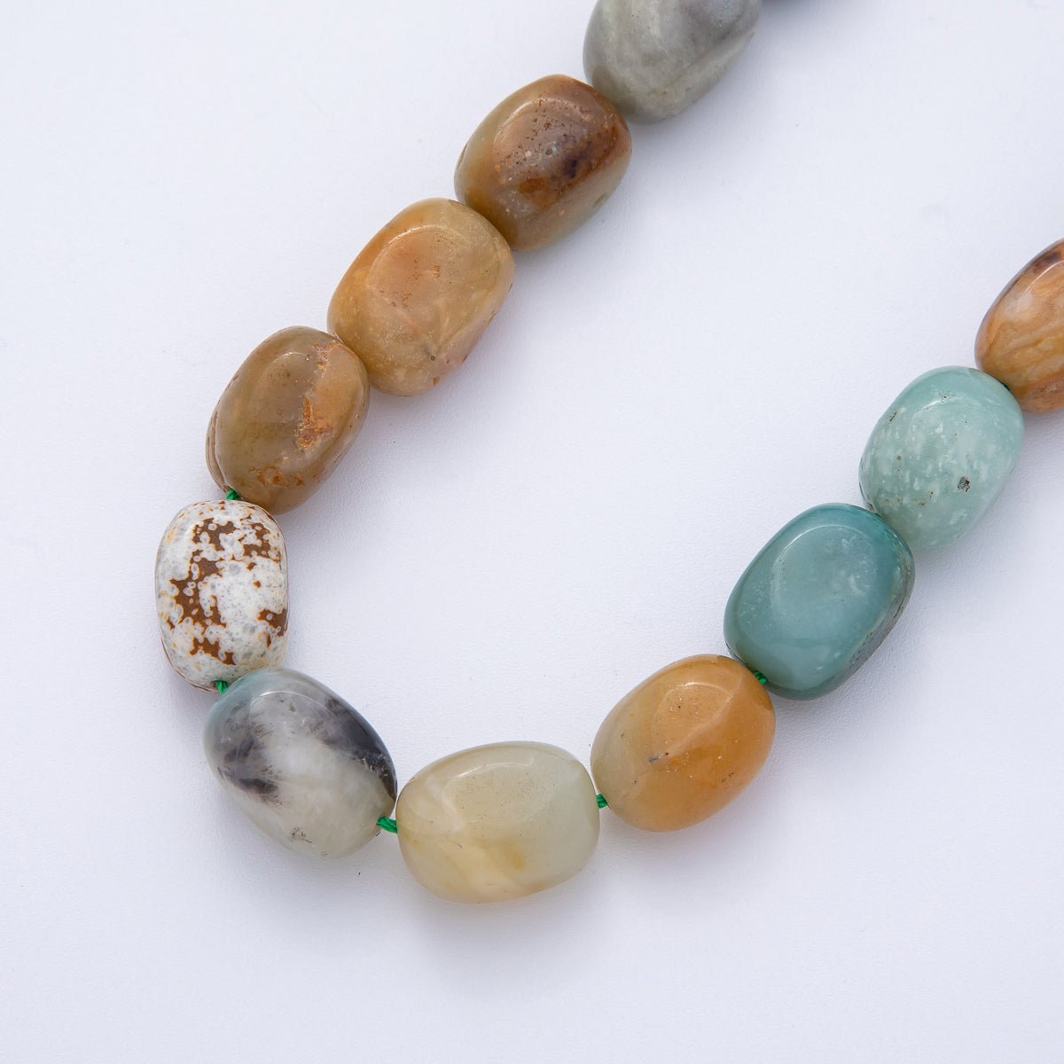 13mm Bloodstone, Moss Agate, Amazonite, Lapis Lazuli Pebble Nugget Natural Gemstone Strand Finding | WA-3926 ~ WA-3929