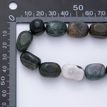 13mm Bloodstone, Moss Agate, Amazonite, Lapis Lazuli Pebble Nugget Natural Gemstone Strand Finding | WA-3926 ~ WA-3929