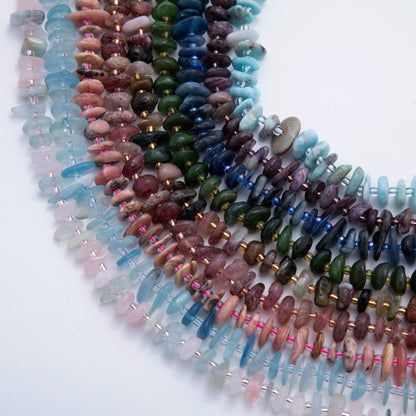 10mm Multi Color Irregular Chip Pebble Natural Gemstone Bead Strand Finding | WA-1983