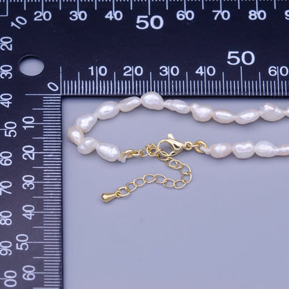 14.5 Inch White Freshwater Pearl 5mm Gold Filled Choker Necklace | WA-1449 Clearance Pricing