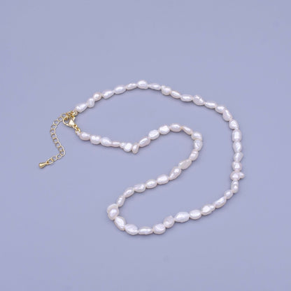 14.5 Inch White Freshwater Pearl 5mm Gold Filled Choker Necklace | WA-1449 Clearance Pricing