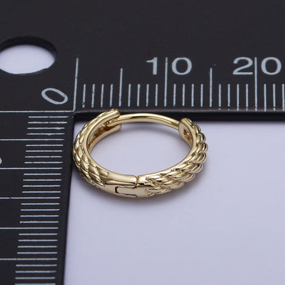 14.5mm Gold Twisted Rope Thin Cartilage Huggie Hoop Earrings | AD-188