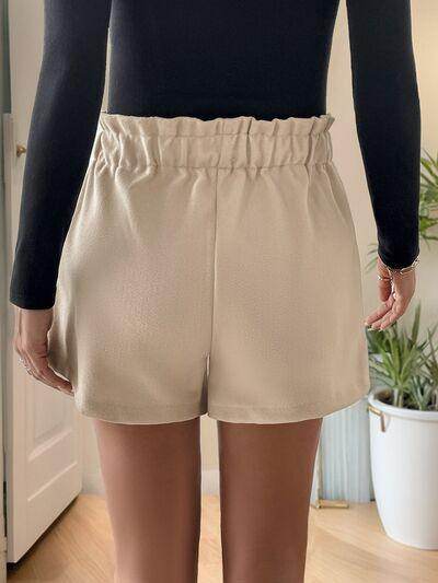 Perfee Frill Drawstring Shorts With Pockets For Women