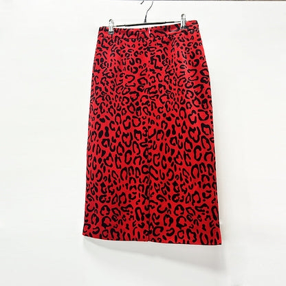 Leopard Print Double Breasted Blazer &amp; Midi Pencil Skirt 2-Piece Suit Set