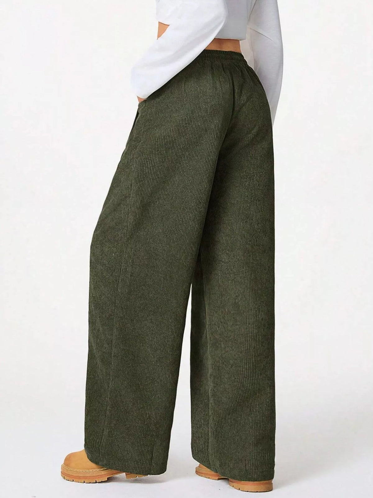 Wide Leg Corduroy Drawstring Pants