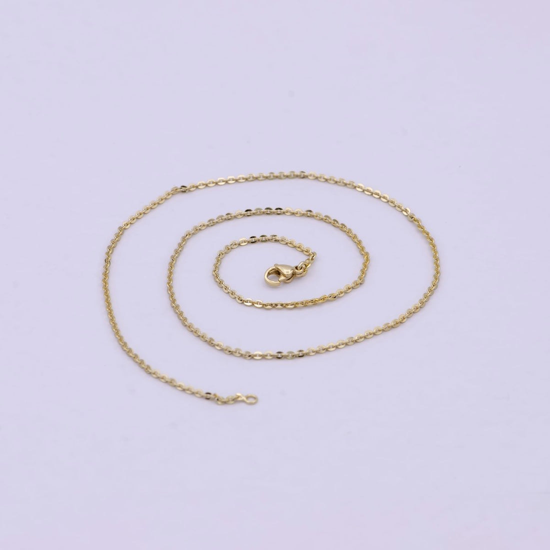 14K Gold Cable Rolo Chain, Dainty 1.5mm Cable Chain Width, 17.5 Inch Layering Finished Chain with Lobster Clasps | WA-617 Clearance Pricing