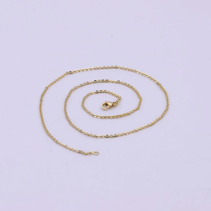 14K Gold Cable Rolo Chain, Dainty 1.5mm Cable Chain Width, 17.5 Inch Layering Finished Chain with Lobster Clasps | WA-617 Clearance Pricing