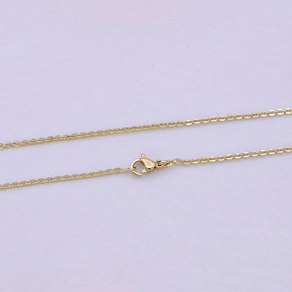 14K Gold Cable Rolo Chain, Dainty 1.5mm Cable Chain Width, 17.5 Inch Layering Finished Chain with Lobster Clasps | WA-617 Clearance Pricing