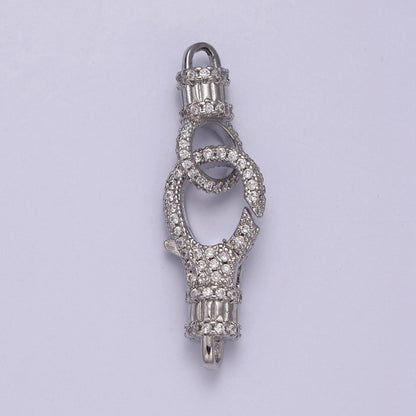 14K Gold CZ Lobster Clasp, CZ Clear Micro Pave Lobster Claw Clasp, Cubic Zirconia Clasp Enhancer K-756 K-757