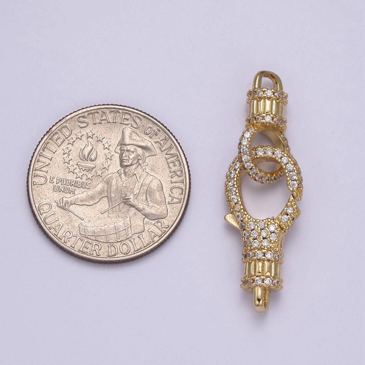 14K Gold CZ Lobster Clasp, CZ Clear Micro Pave Lobster Claw Clasp, Cubic Zirconia Clasp Enhancer K-756 K-757