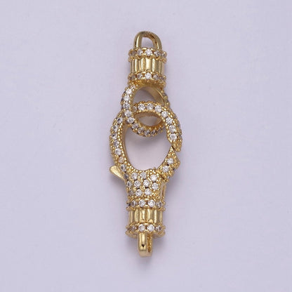 14K Gold CZ Lobster Clasp, CZ Clear Micro Pave Lobster Claw Clasp, Cubic Zirconia Clasp Enhancer K-756 K-757
