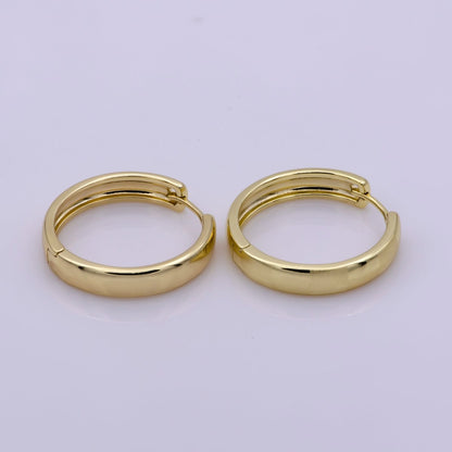14K Gold Fill Hoop Earring 25mm Round Checker Earring Minimalist Jewelry Gift Idea T-191