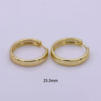 14K Gold Fill Hoop Earring 25mm Round Checker Earring Minimalist Jewelry Gift Idea T-191