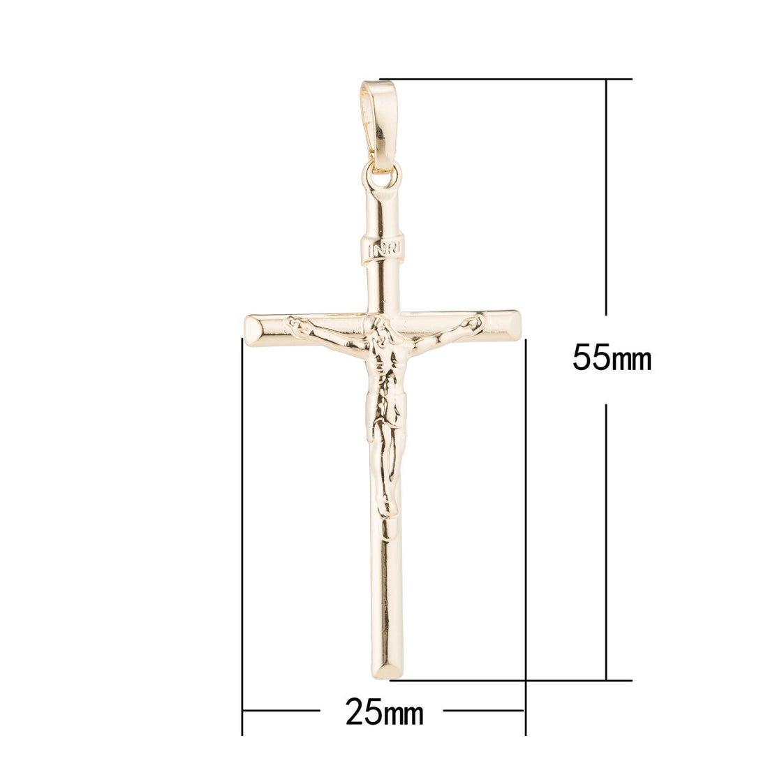 14k Gold Fill Jesus Cross Crucifix Christian, Church, Religion, Believe, DIY Necklace Pendant Charm Bead Bails Findings for Jewelry Making H-431