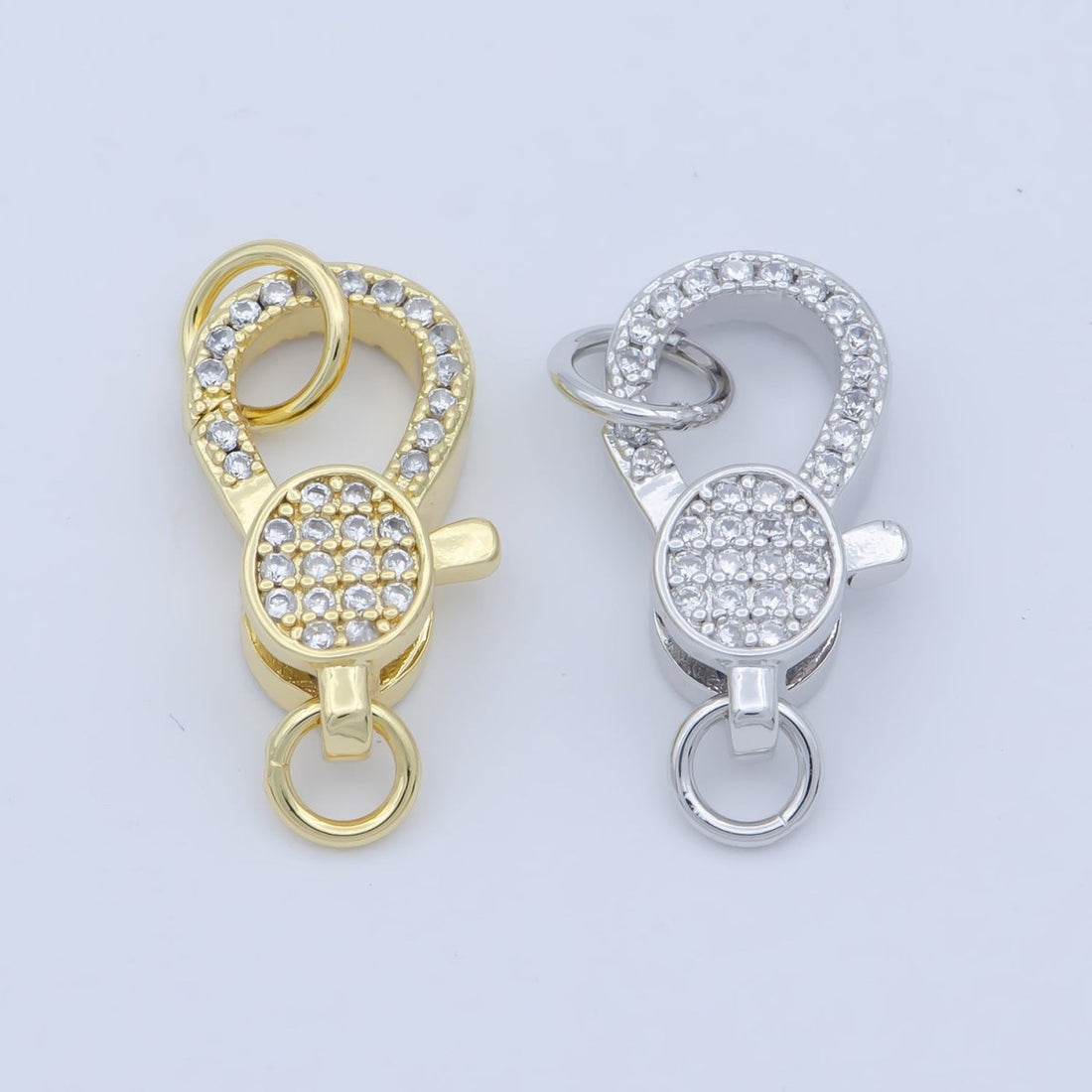 14k Gold Fill Oval clasp for Bracelet Necklace Buckle Micro paved , CZ Cubic Lobster Clasp Fastener for Beading supplies Component L-407 L-408