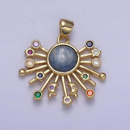 14k Gold Fill Sun Charm Color Cz Sunburst pendant sunbeam charm sunshine solar boho bohemian jewelry H-111 - H-113