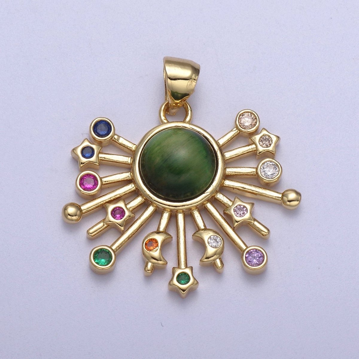 14k Gold Fill Sun Charm Color Cz Sunburst pendant sunbeam charm sunshine solar boho bohemian jewelry H-111 - H-113