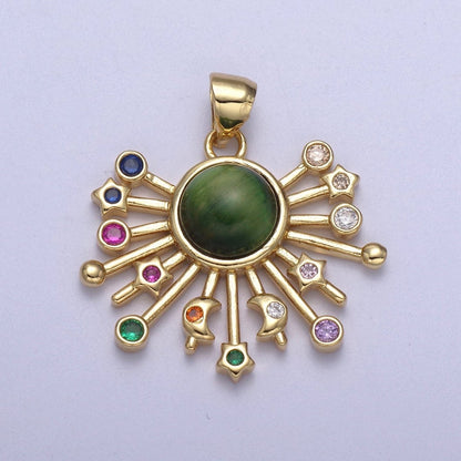 14k Gold Fill Sun Charm Color Cz Sunburst pendant sunbeam charm sunshine solar boho bohemian jewelry H-111 - H-113