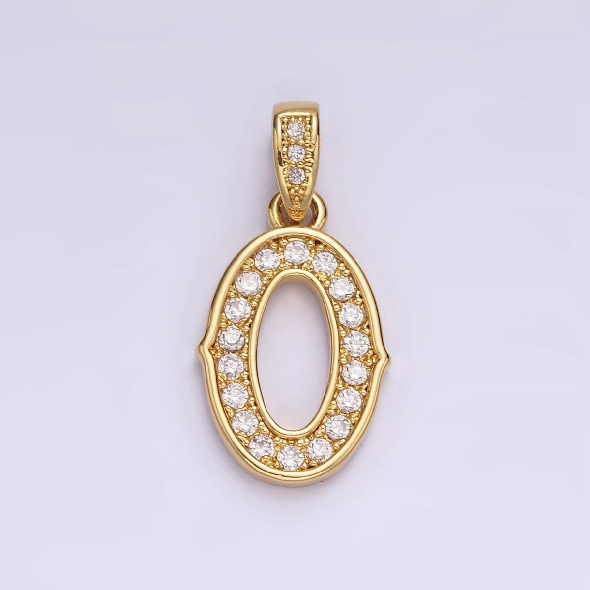 14K Gold Filled 0-9 Edged Number Clear Micro Paved CZ Pendant | N1223 - N1232