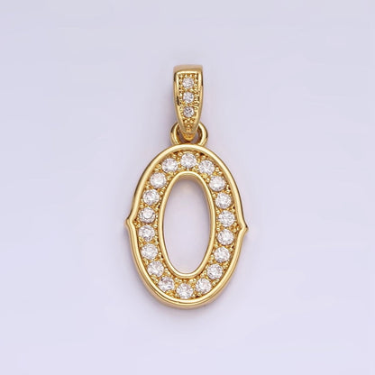 14K Gold Filled 0-9 Edged Number Clear Micro Paved CZ Pendant | N1223 - N1232