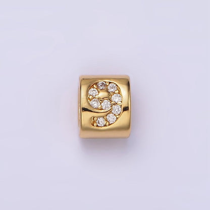 14K Gold Filled 0-9 Number Clear Micro Paved CZ Slider Bead Spacer | B-807~B-811