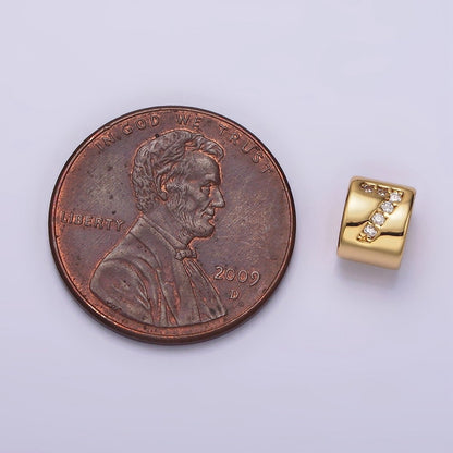 14K Gold Filled 0-9 Number Clear Micro Paved CZ Slider Bead Spacer | B-807~B-811