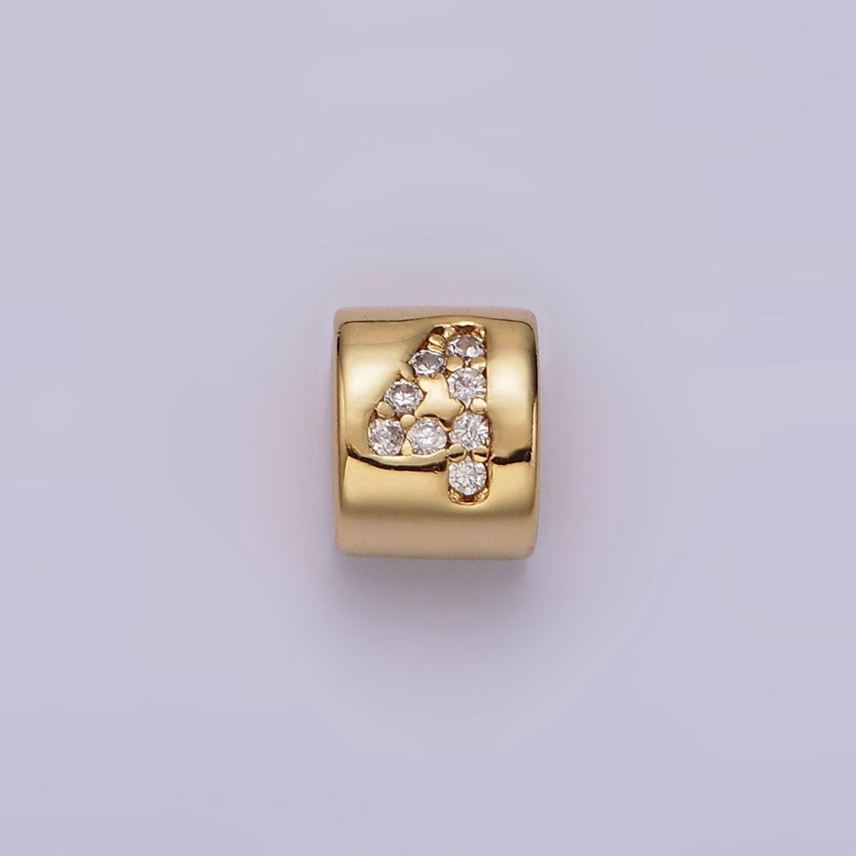 14K Gold Filled 0-9 Number Clear Micro Paved CZ Slider Bead Spacer | B-807~B-811