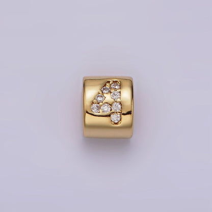 14K Gold Filled 0-9 Number Clear Micro Paved CZ Slider Bead Spacer | B-807~B-811