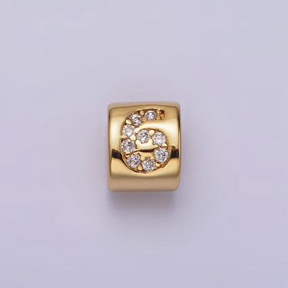 14K Gold Filled 0-9 Number Clear Micro Paved CZ Slider Bead Spacer | B-807~B-811