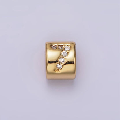 14K Gold Filled 0-9 Number Clear Micro Paved CZ Slider Bead Spacer | B-807~B-811