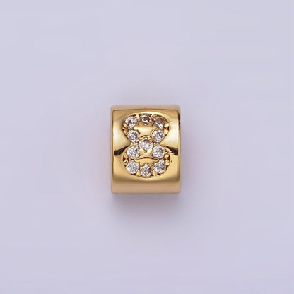 14K Gold Filled 0-9 Number Clear Micro Paved CZ Slider Bead Spacer | B-807~B-811
