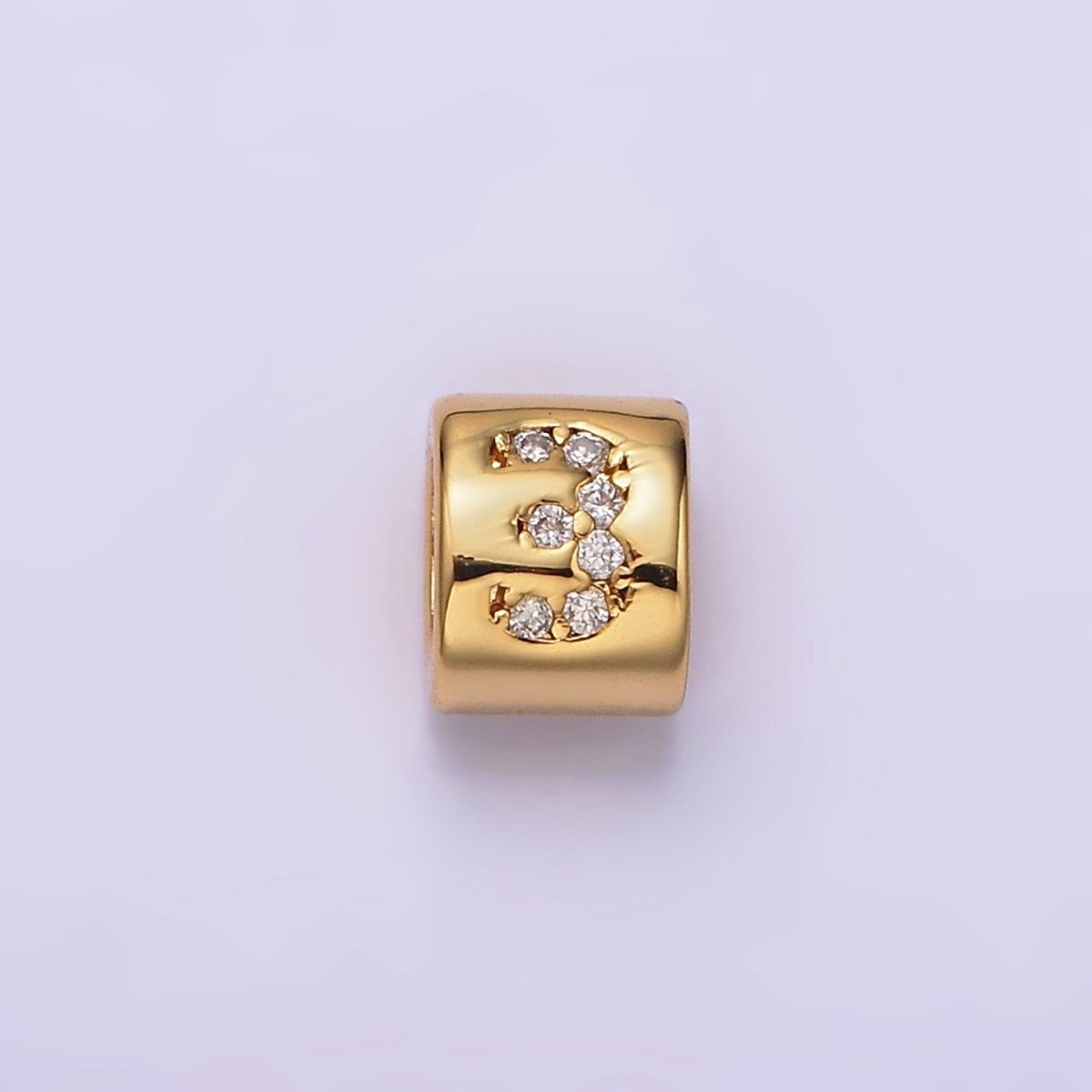 14K Gold Filled 0-9 Number Clear Micro Paved CZ Slider Bead Spacer | B-807~B-811